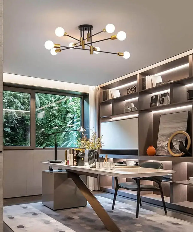 Modern Black Gold Ceiling Light 8 Lights - Home & Garden > Lighting