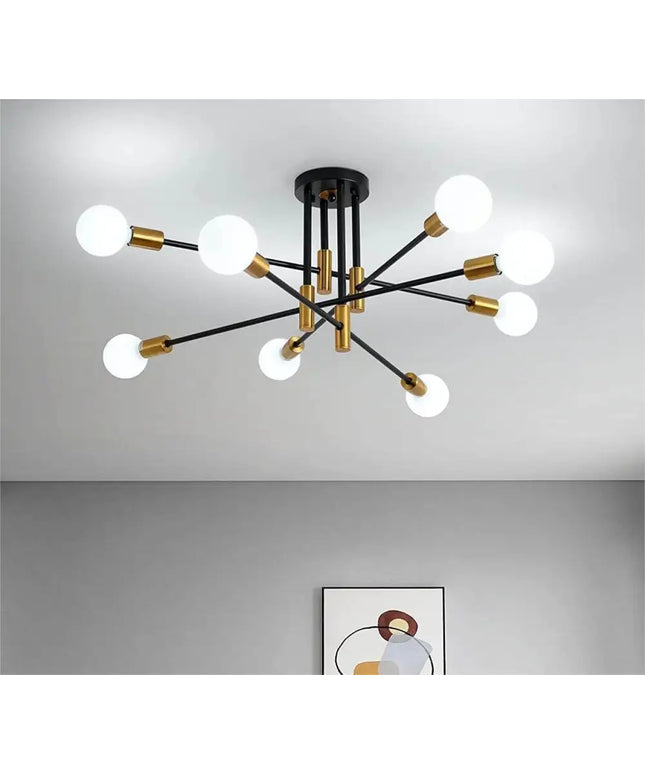 Modern Black Gold Ceiling Light 8 Lights - Home & Garden > Lighting