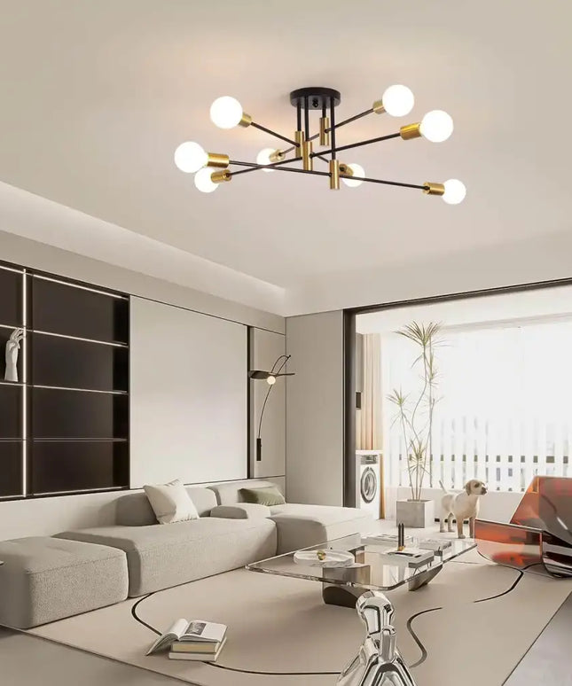 Modern Black Gold Ceiling Light 8 Lights - Home & Garden > Lighting