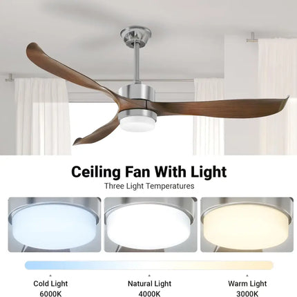 Modern Ceiling Fan with Lights Remote Brown - Appliances > Fans