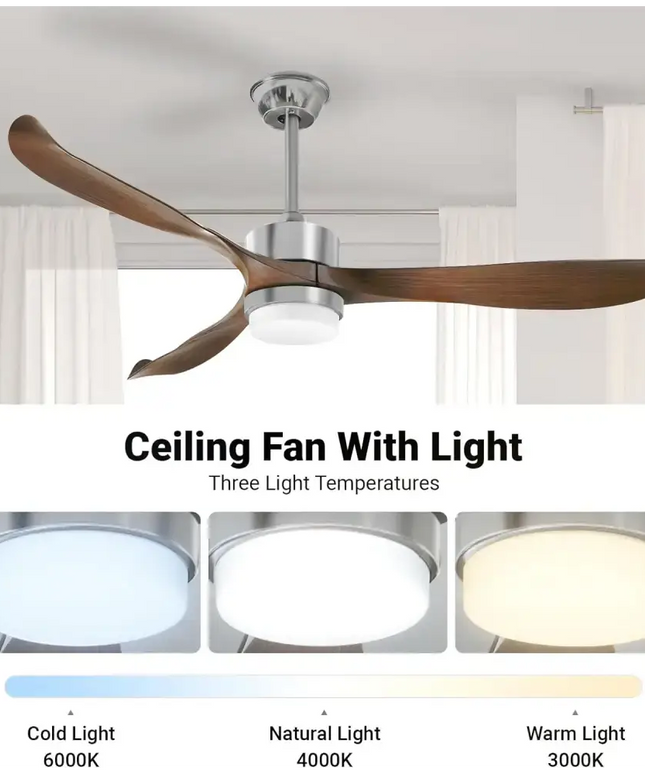 Modern Ceiling Fan with Lights Remote Brown - Appliances > Fans
