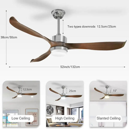 Modern Ceiling Fan with Lights Remote Brown - Appliances > Fans
