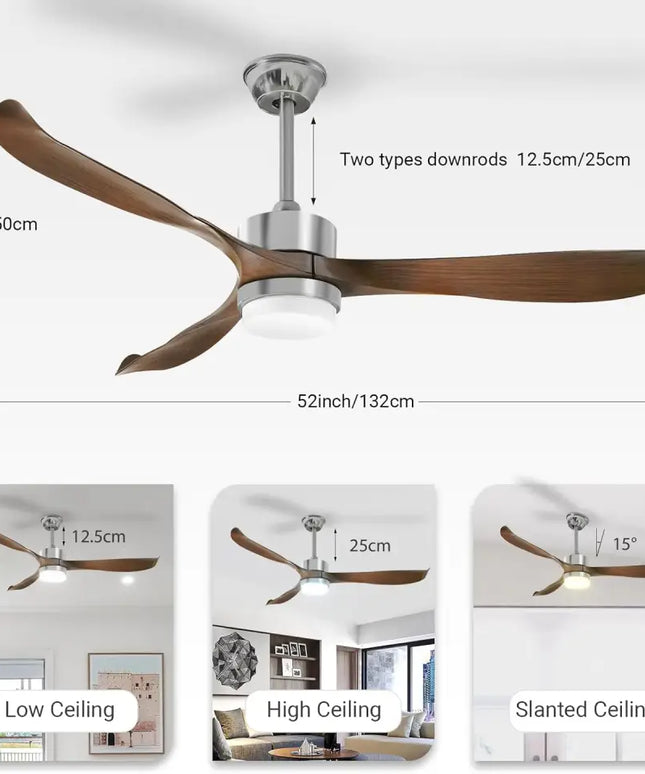 Modern Ceiling Fan with Lights Remote Brown - Appliances > Fans