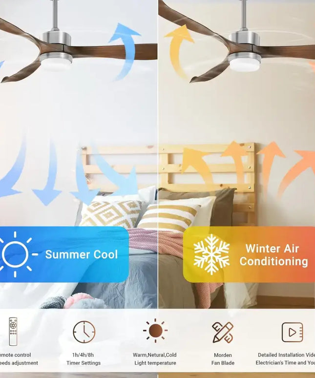 Modern Ceiling Fan with Lights Remote Brown - Appliances > Fans