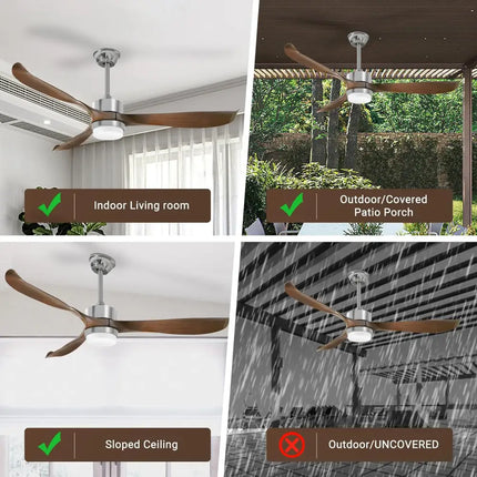 Modern Ceiling Fan with Lights Remote Brown - Appliances > Fans