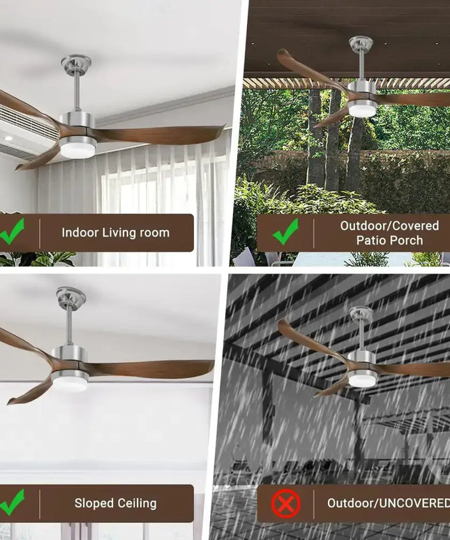Modern Ceiling Fan with Lights Remote Brown - Appliances > Fans