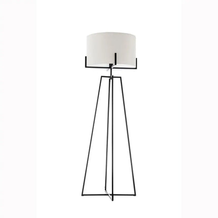 Modern Dimmable Floor Lamp w/ Linen Shade Designer Lighting - Matte Black - Home & Garden > Lighting