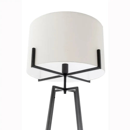 Modern Dimmable Floor Lamp w/ Linen Shade Designer Lighting - Matte Black - Home & Garden > Lighting