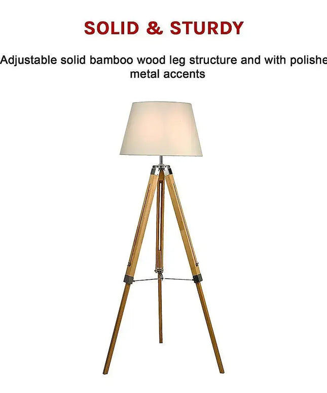 Modern Floor Lamp Wood Tripod Home Bedroom Reading Light 145cm-Home & Garden > Lighting-Koala Lamps and Lighting