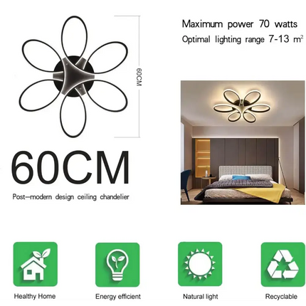 Modern LED Chandelier Flush Mount Lamp Remote Control (60cm) - Home & Garden > Lighting