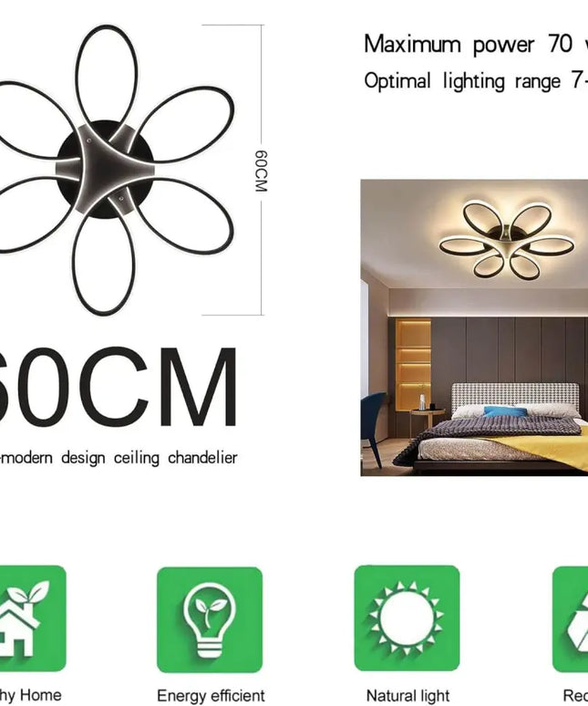 Modern LED Chandelier Flush Mount Lamp Remote Control (60cm) - Home & Garden > Lighting