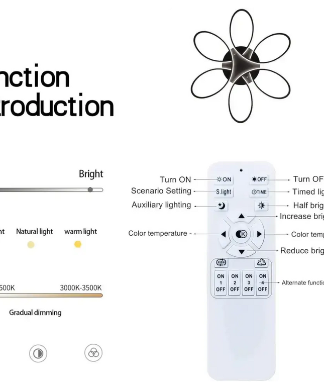 Modern LED Chandelier Flush Mount Lamp Remote Control (60cm) - Home & Garden > Lighting