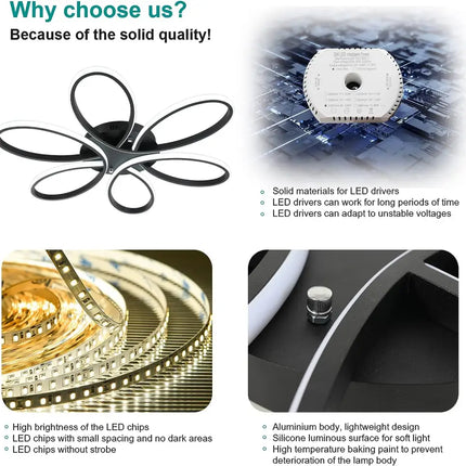 Modern LED Chandelier Light Fixture Dimmable Remote (75 cm) - Home & Garden > Lighting