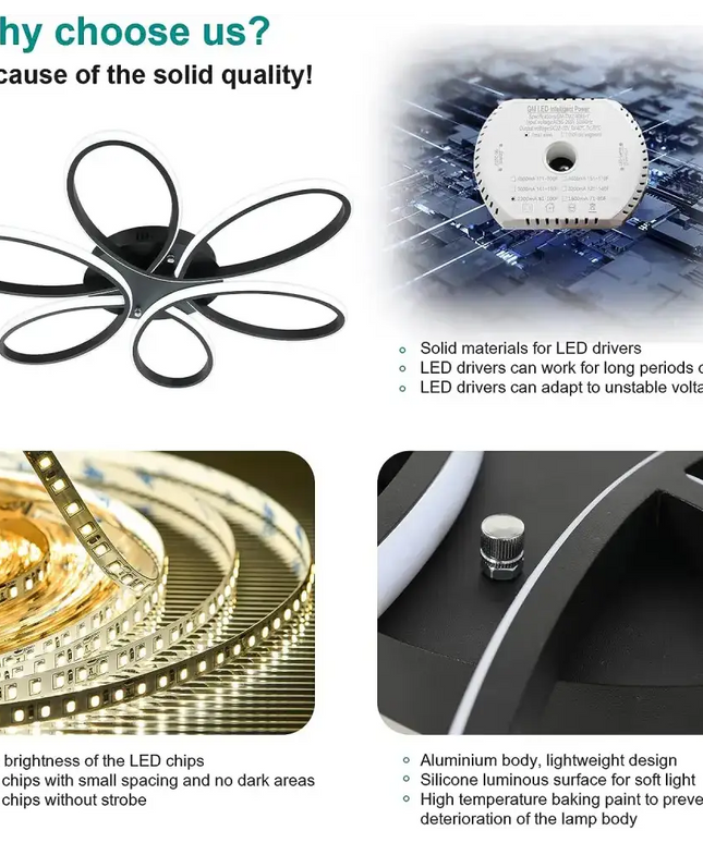 Modern LED Chandelier Light Fixture Dimmable Remote (75 cm) - Home & Garden > Lighting