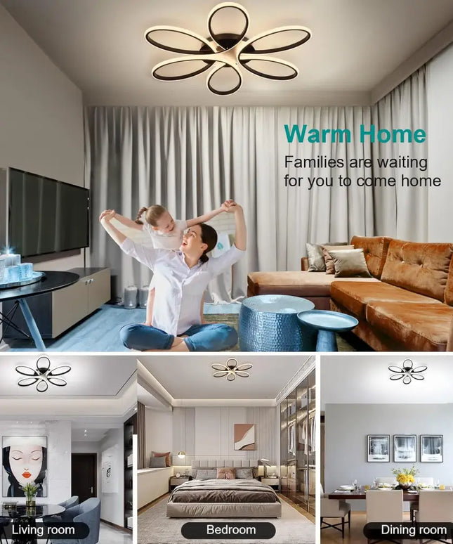 Modern LED Chandelier Light Fixture Dimmable Remote (75 cm) - Home & Garden > Lighting