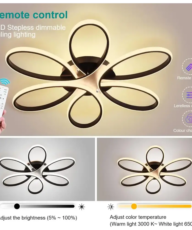 Modern LED Chandelier Light Fixture Dimmable Remote (75 cm) - Home & Garden > Lighting