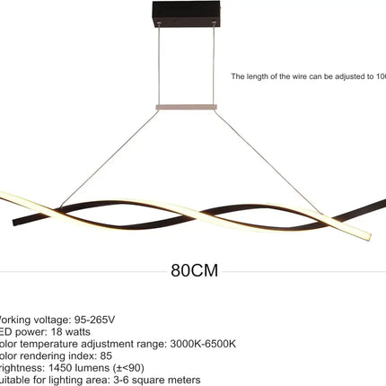 Modern LED Chandelier Lighting Lamps Bedroom Kitchen (Black L80cm Pendant) - Home & Garden > Lighting