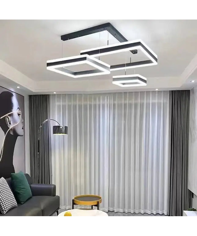 Modern Minimalist Square Pendant Light Adjustable LED Chandelier Triple Layer(corner base) - Home & Garden > Lighting >