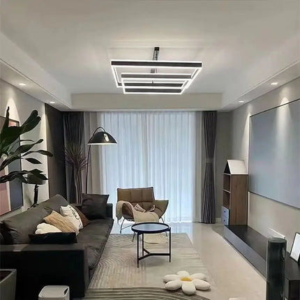 Modern Minimalist Square Pendant Light Adjustable LED Chandelier Triple Layer(corner base) - Home & Garden > Lighting >