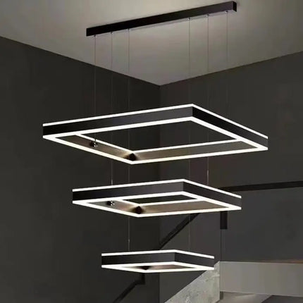 Modern Minimalist Square Pendant Light Adjustable LED Chandelier Triple Layer(corner base) - Home & Garden > Lighting >