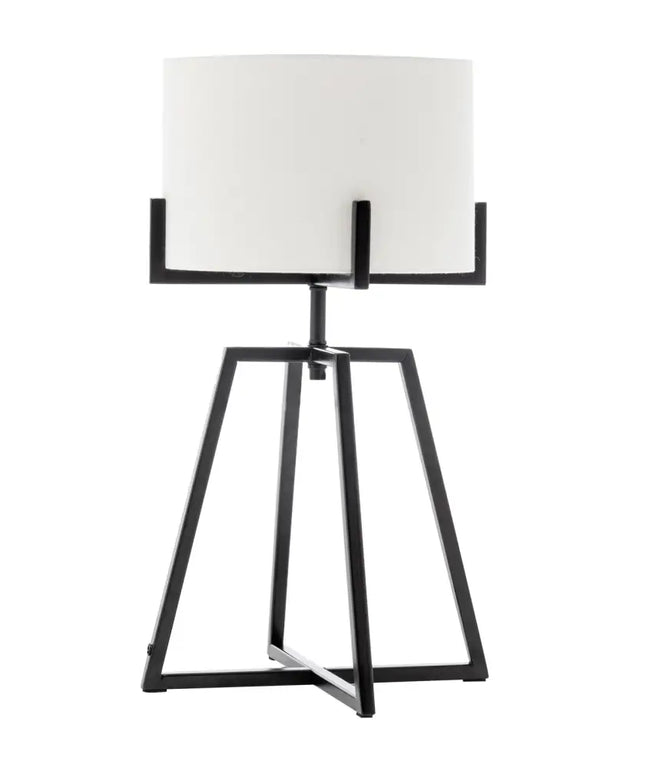 Modern Scandi Metal Dimmable Table Desk Lamp w/ Linen Shade - Matte Black - Home & Garden > Lighting