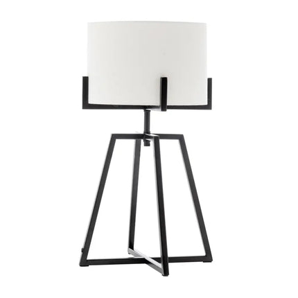 Modern Scandi Metal Dimmable Table Desk Lamp w/ Linen Shade - Matte Black - Home & Garden > Lighting