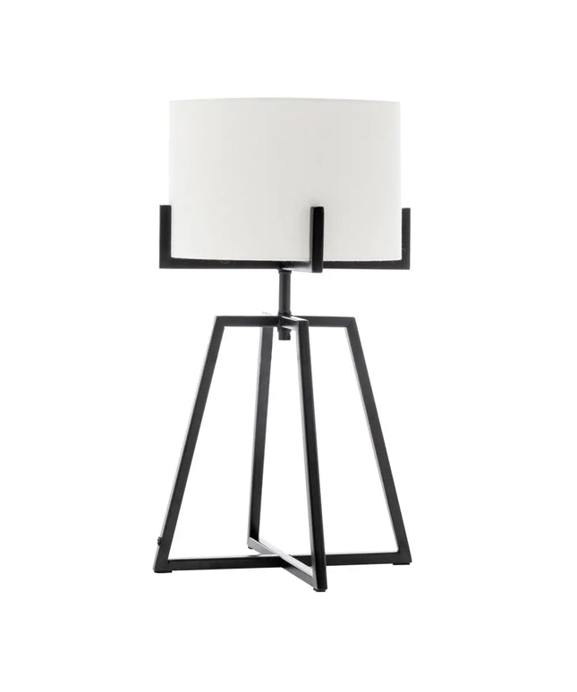 Modern Scandi Metal Dimmable Table Desk Lamp w/ Linen Shade - Matte Black - Home & Garden > Lighting