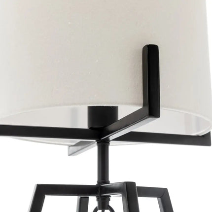 Modern Scandi Metal Dimmable Table Desk Lamp w/ Linen Shade - Matte Black - Home & Garden > Lighting