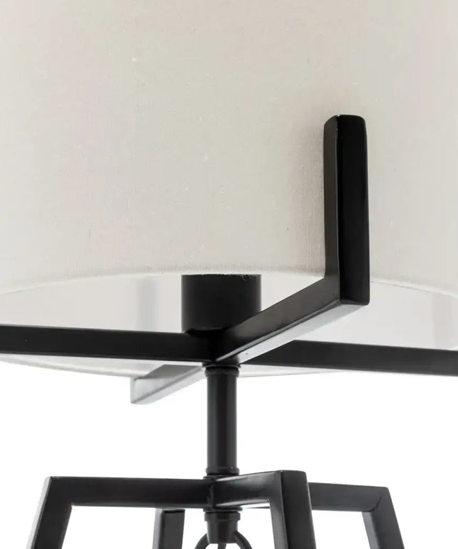 Modern Scandi Metal Dimmable Table Desk Lamp w/ Linen Shade - Matte Black - Home & Garden > Lighting