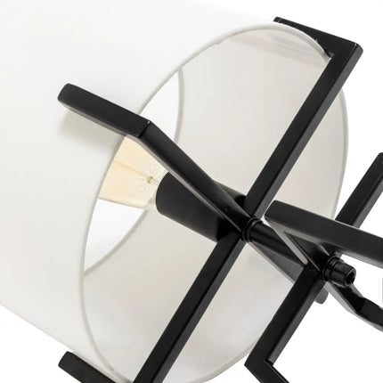 Modern Scandi Metal Dimmable Table Desk Lamp w/ Linen Shade - Matte Black - Home & Garden > Lighting