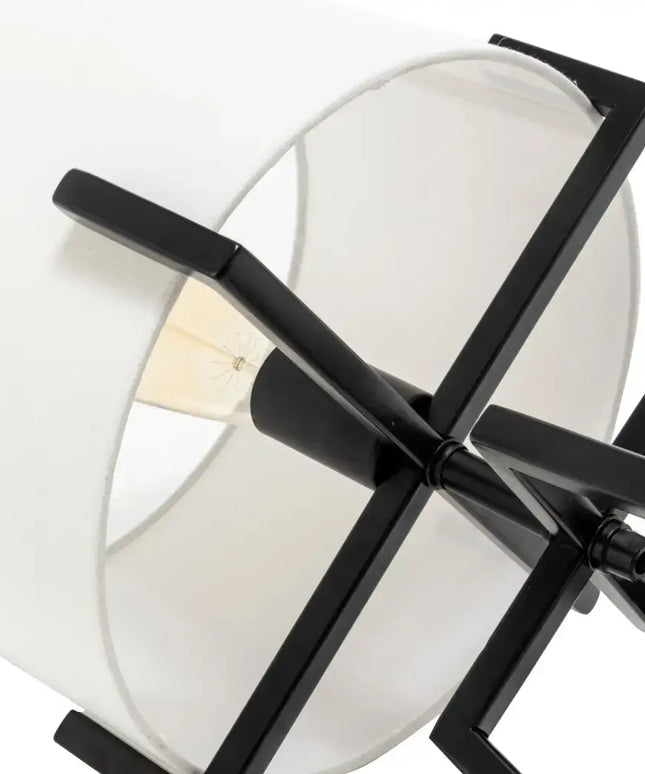 Modern Scandi Metal Dimmable Table Desk Lamp w/ Linen Shade - Matte Black - Home & Garden > Lighting