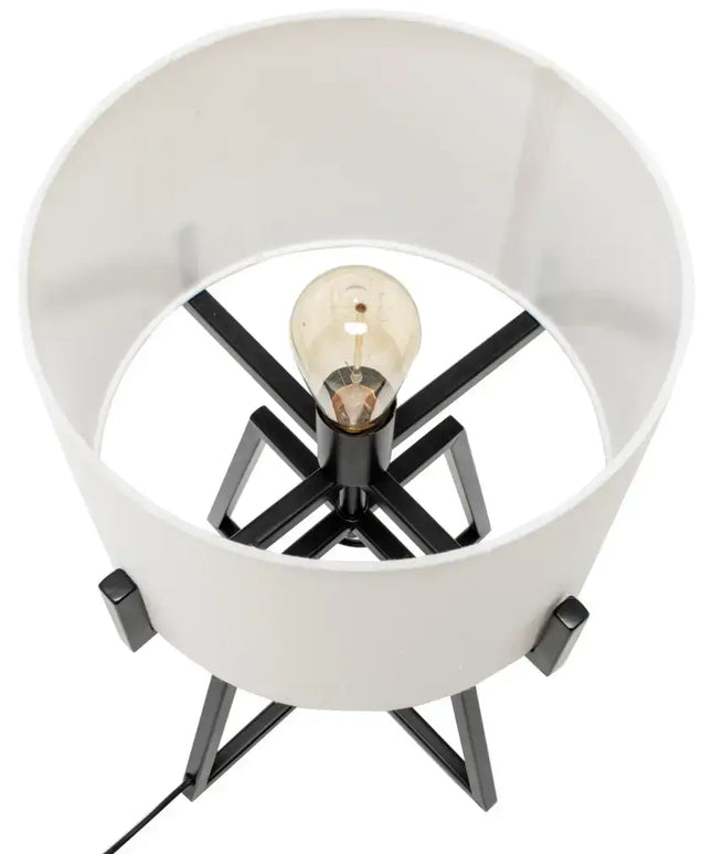 Modern Scandi Metal Dimmable Table Desk Lamp w/ Linen Shade - Matte Black - Home & Garden > Lighting