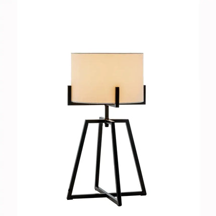 Modern Scandi Metal Dimmable Table Desk Lamp w/ Linen Shade - Matte Black - Home & Garden > Lighting