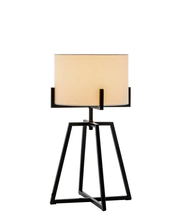 Modern Scandi Metal Dimmable Table Desk Lamp w/ Linen Shade - Matte Black - Home & Garden > Lighting