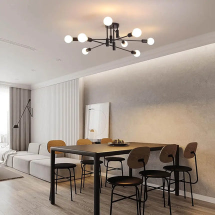 Modern Semi Flush Chandelier 8 Light Black - Home & Garden > Lighting
