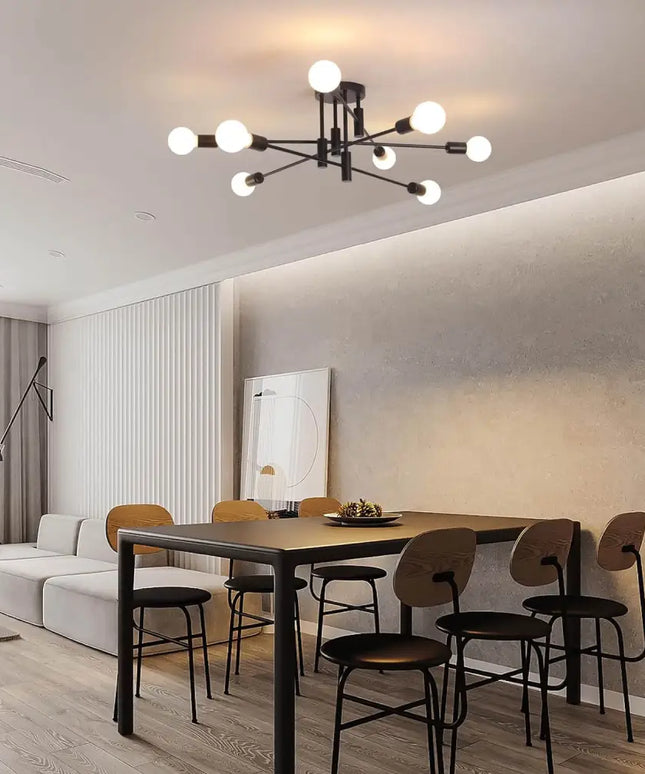 Modern Semi Flush Chandelier 8 Light Black - Home & Garden > Lighting
