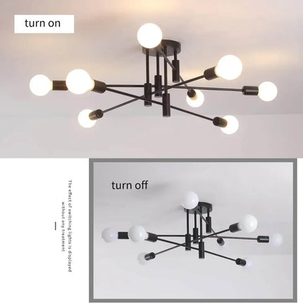 Modern Semi Flush Chandelier 8 Light Black - Home & Garden > Lighting