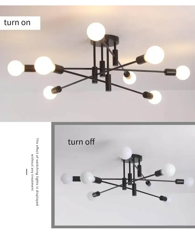 Modern Semi Flush Chandelier 8 Light Black - Home & Garden > Lighting