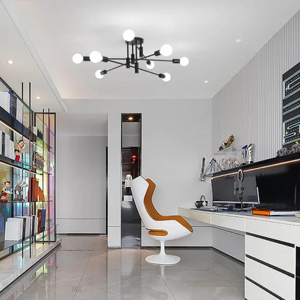 Modern Semi Flush Chandelier 8 Light Black - Home & Garden > Lighting