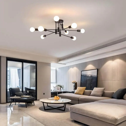 Modern Semi Flush Chandelier 8 Light Black - Home & Garden > Lighting