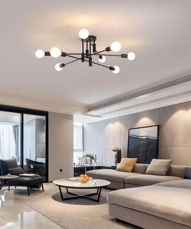 Modern Semi Flush Chandelier 8 Light Black - Home & Garden > Lighting