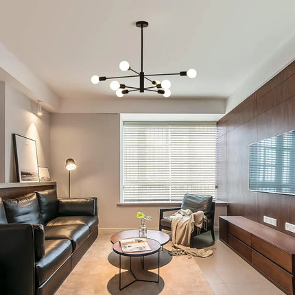 Modern Sputnik Chandelier 8 Light Black - Home & Garden > Lighting