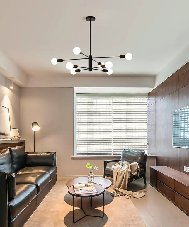 Modern Sputnik Chandelier 8 Light Black - Home & Garden > Lighting