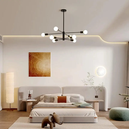 Modern Sputnik Chandelier 8 Light Black - Home & Garden > Lighting