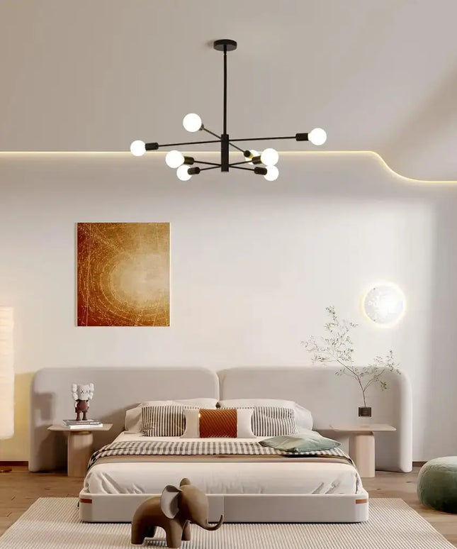 Modern Sputnik Chandelier 8 Light Black - Home & Garden > Lighting