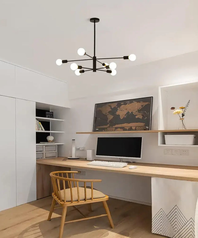 Modern Sputnik Chandelier 8 Light Black - Home & Garden > Lighting