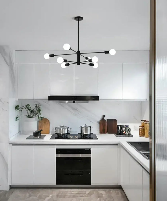 Modern Sputnik Chandelier 8 Light Black - Home & Garden > Lighting