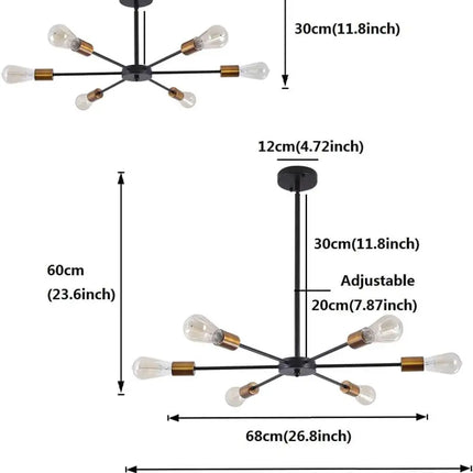 Modern Sputnik Chandelier Black Gold E27 Bulbs - Home & Garden > Lighting