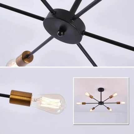 Modern Sputnik Chandelier Black Gold E27 Bulbs - Home & Garden > Lighting