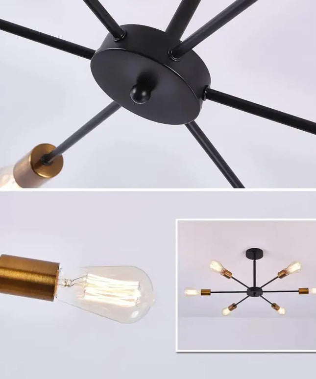 Modern Sputnik Chandelier Black Gold E27 Bulbs - Home & Garden > Lighting